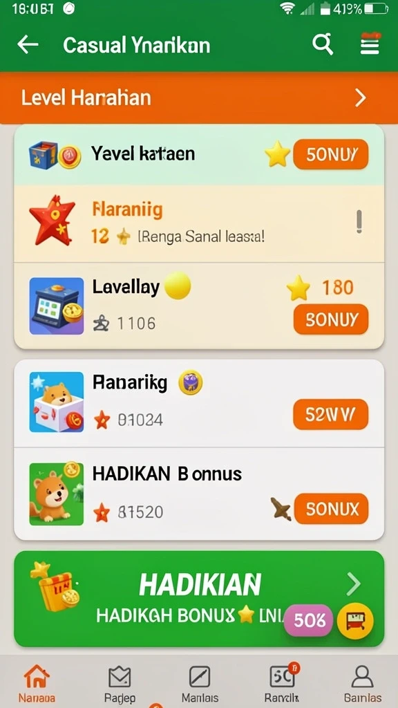 Berbagai pilihan permainan yang bisa dipilih.